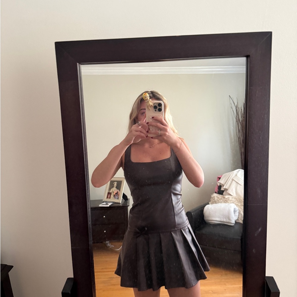 Pacsun Brown Faux Leather Mini Dress